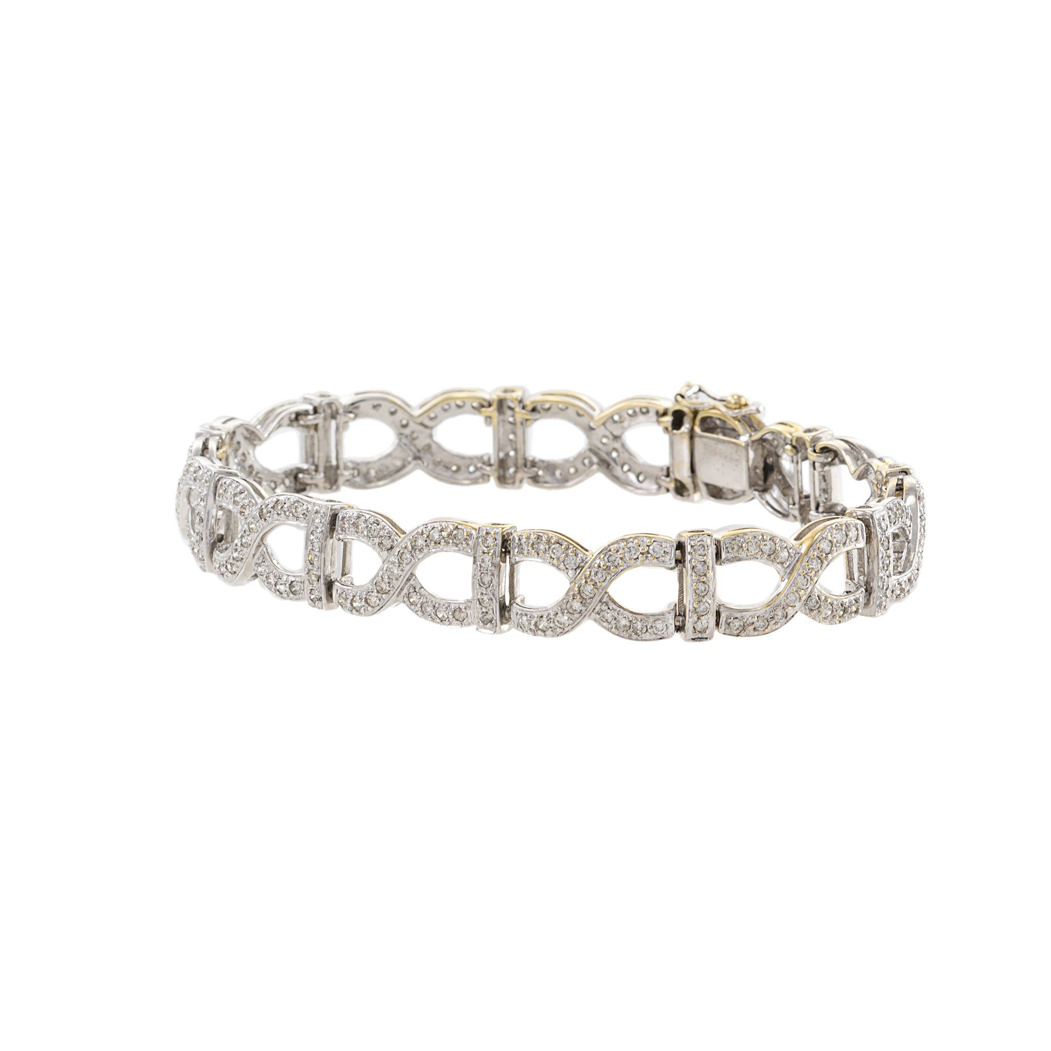 Estate 18KT White Gold X Link Diamond Bracelet
