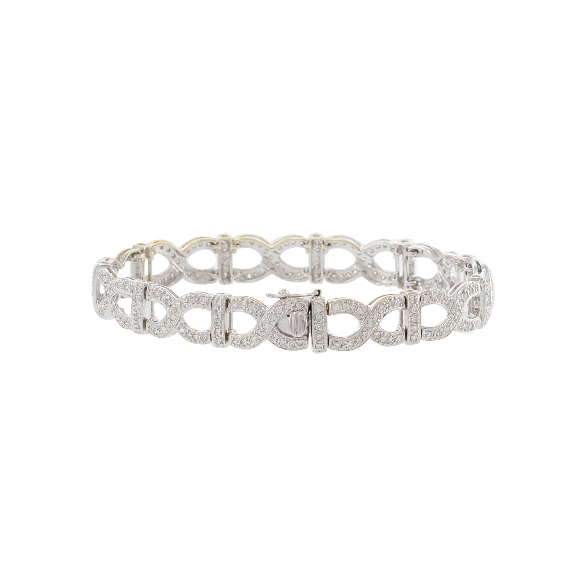 Estate 18KT White Gold X Link Diamond Bracelet