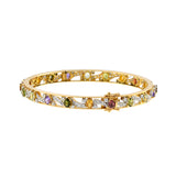 Vintage 1970's 18KT Yellow Gold Multi-Color Gemstone and Diamond Bracelet