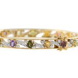 Vintage 1970's 18KT Yellow Gold Multi-Color Gemstone and Diamond Bracelet