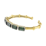 18KT Yellow Gold Green Tourmaline and Diamond Cuff Bracelet