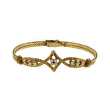 Vintage Retro Era 18KT Yellow Gold Herringbone Diamond Bracelet