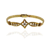 Vintage Retro Era 18KT Yellow Gold Herringbone Diamond Bracelet