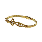 Vintage Retro Era 18KT Yellow Gold Herringbone Diamond Bracelet