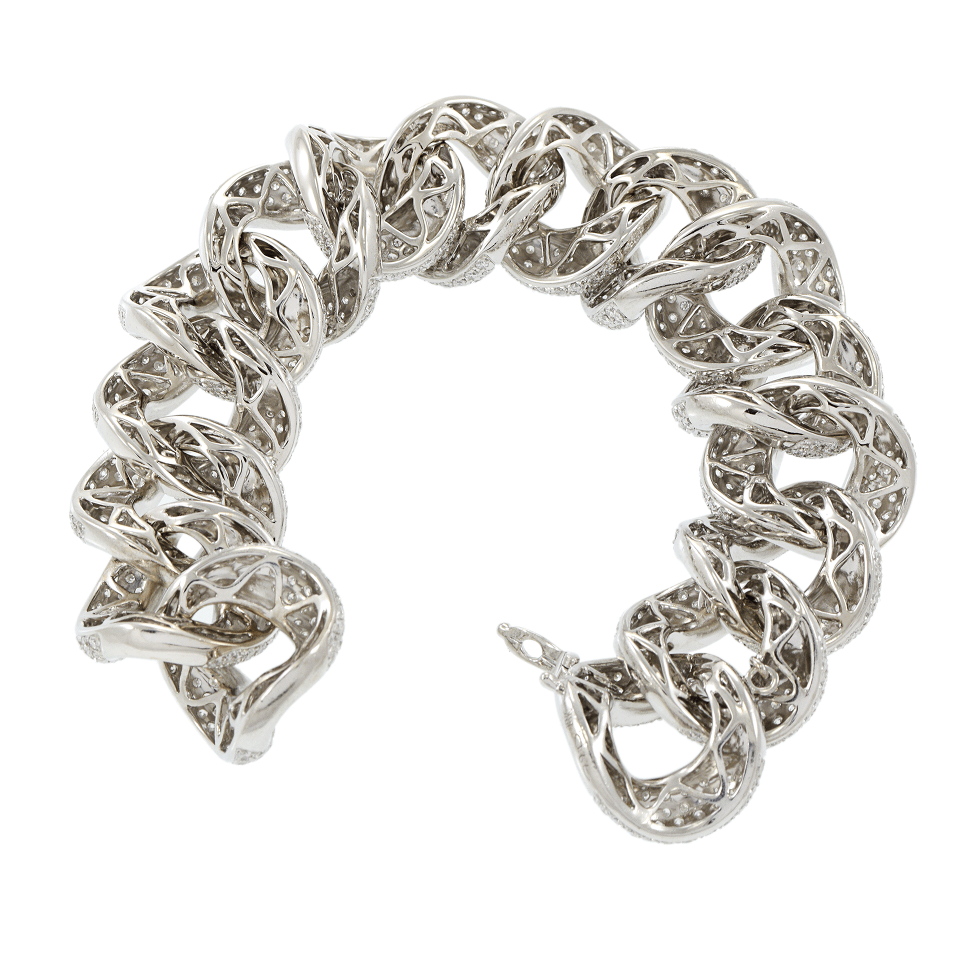 18KT White Gold Pavé Diamond Cuban Link Bracelet