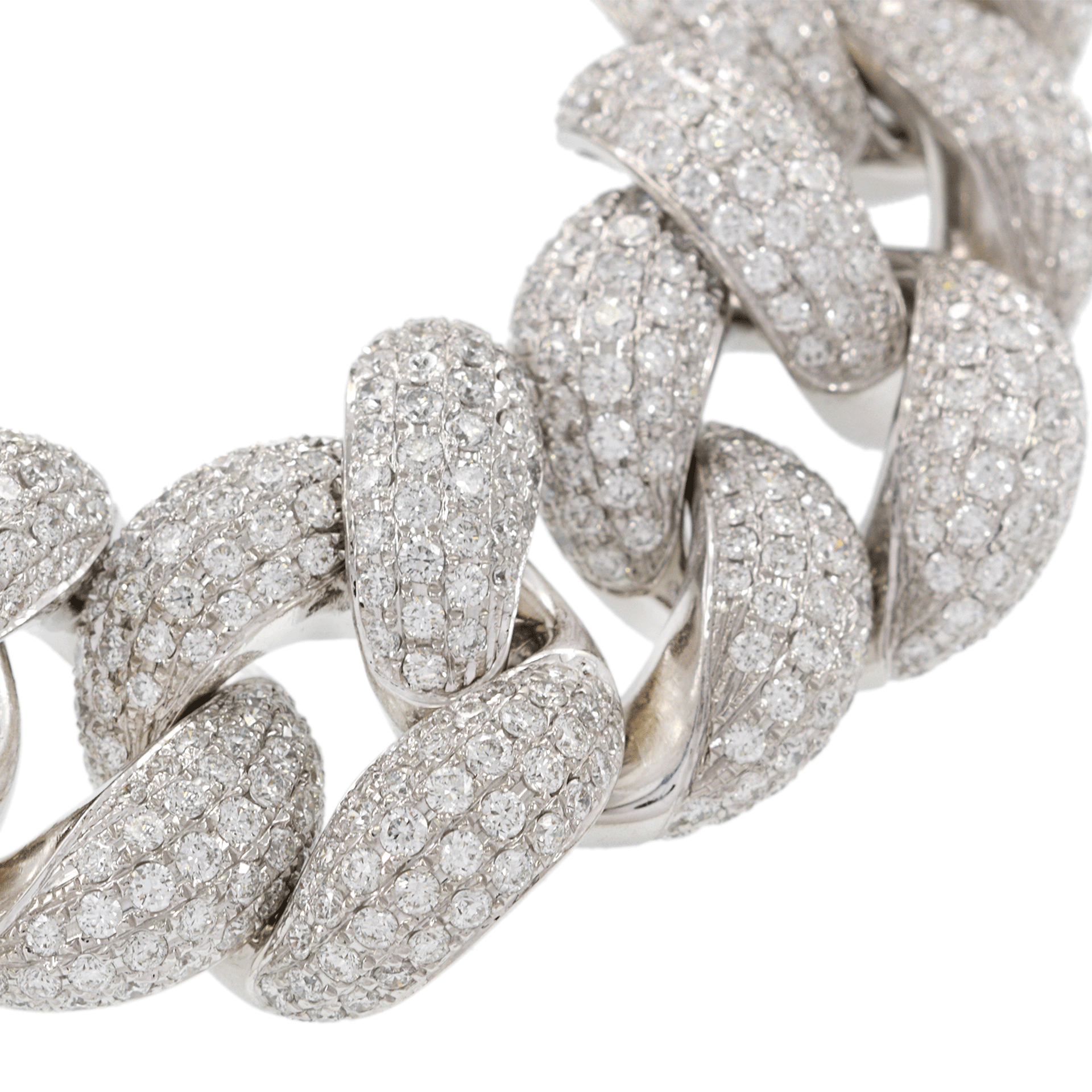 18KT White Gold Pavé Diamond Cuban Link Bracelet