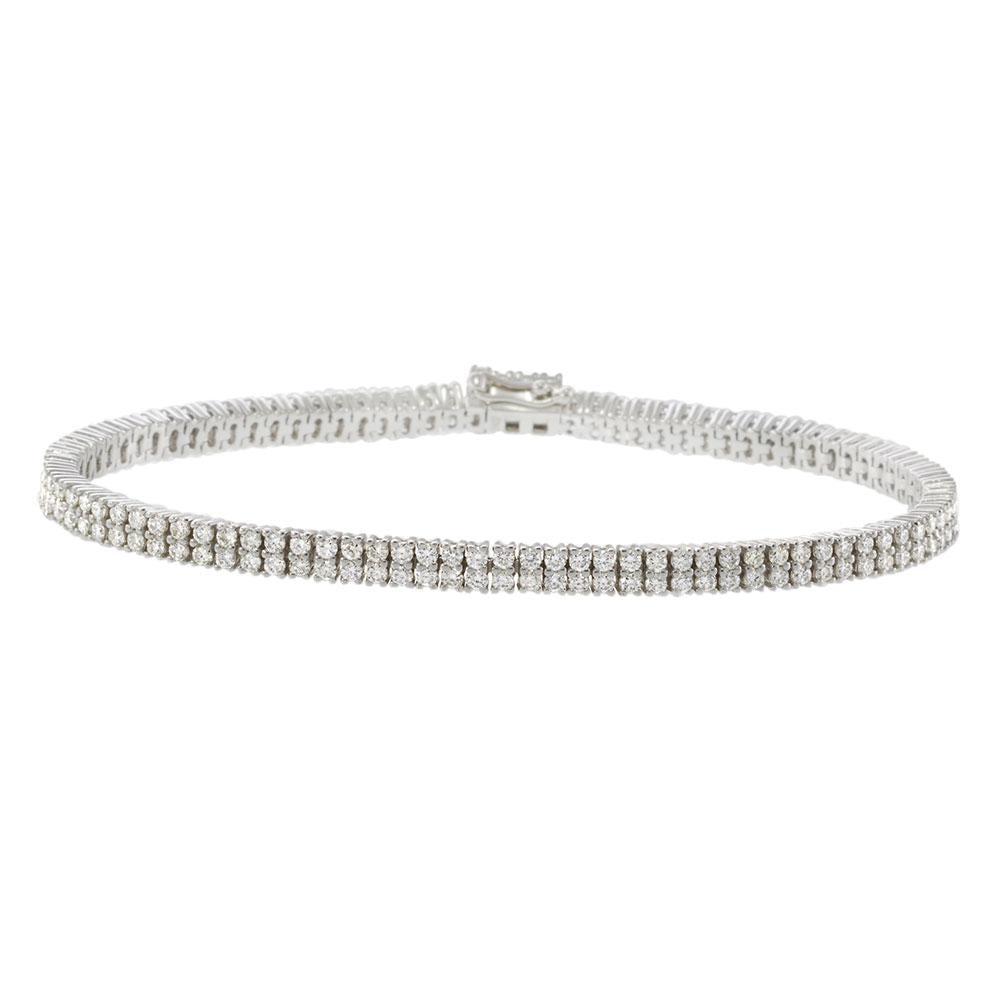 18KT White Gold 2.83CT Double Row Diamond Tennis Bracelet