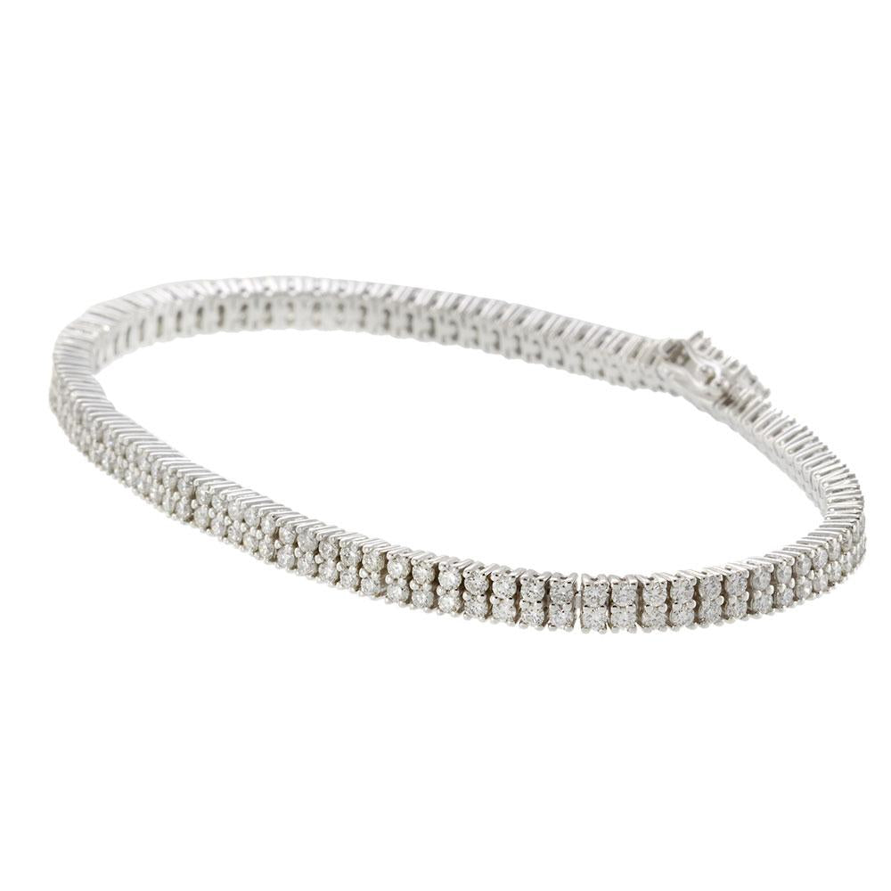 18KT White Gold 2.83CT Double Row Diamond Tennis Bracelet