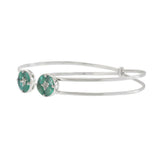 18KT White Gold Emerald and Diamond Open Bangle with Circular Cluster Accents