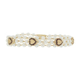 Vintage “Lucien Piccard” Triple Strand Pearl Bracelet with Garnet Hearts