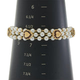 Vintage “Lucien Piccard” Triple Strand Pearl Bracelet with Garnet Hearts