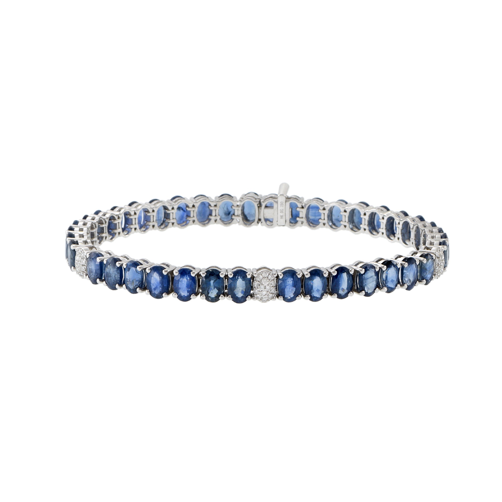 18KT White Gold Oval Sapphire And Diamond Bracelet