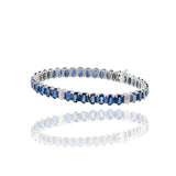 18KT White Gold Oval Sapphire And Diamond Bracelet