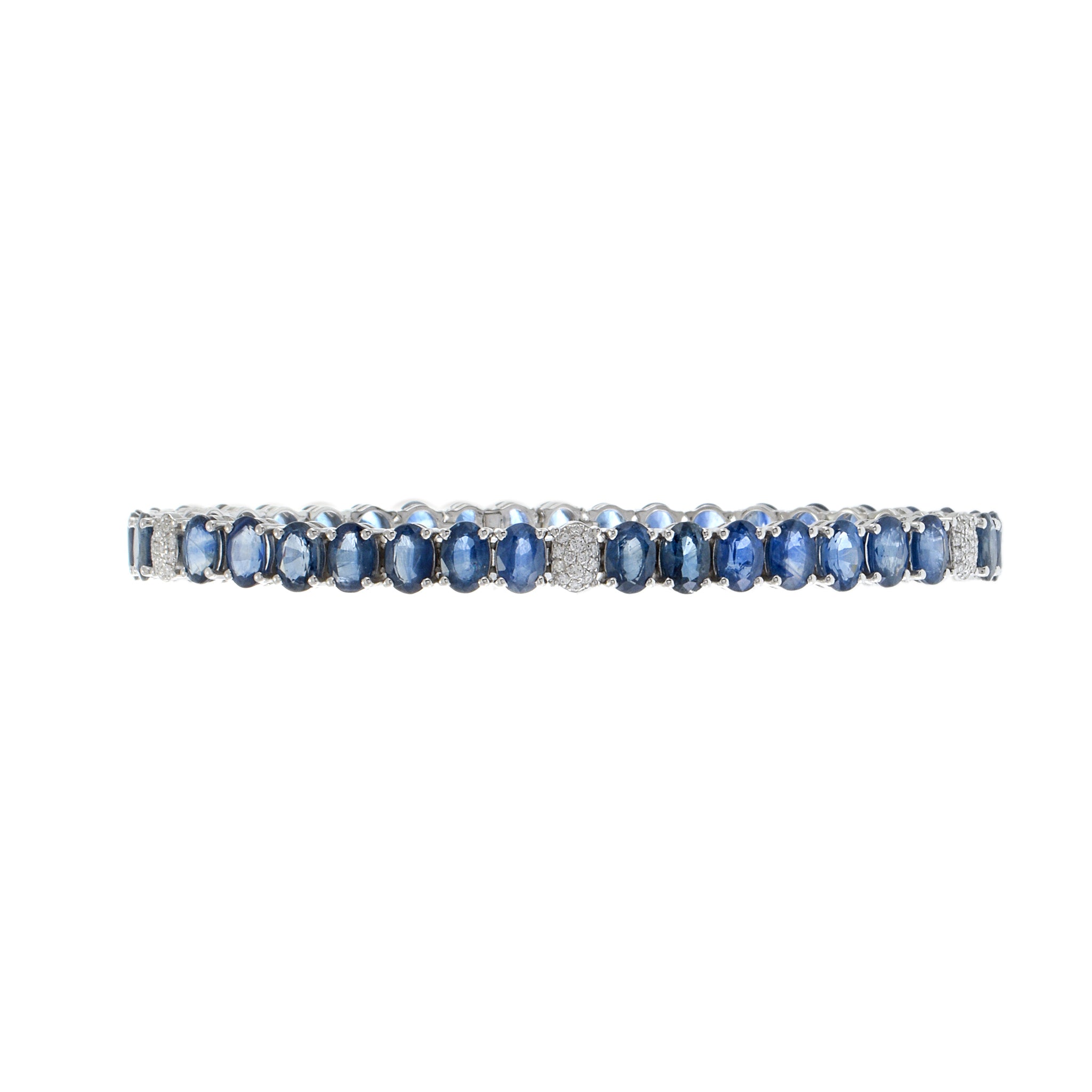 18KT White Gold Oval Sapphire And Diamond Bracelet