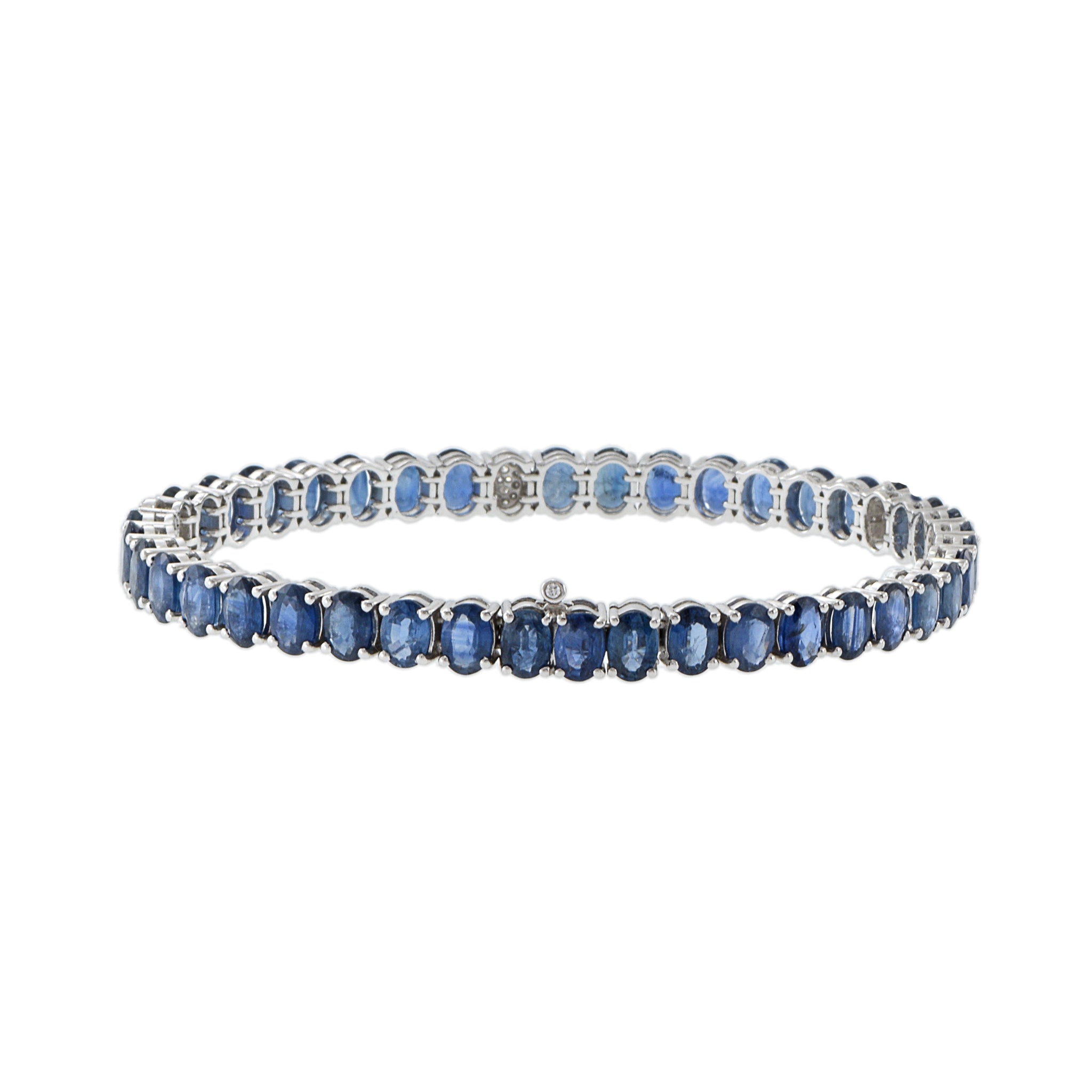 18KT White Gold Oval Sapphire And Diamond Bracelet