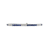 14KT White Gold Alternating 9.32CT-TW Sapphire and Diamond Straight Line Bracelet