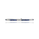 14KT White Gold Alternating 9.32CT-TW Sapphire and Diamond Straight Line Bracelet