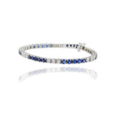 14KT White Gold Alternating 9.32CT-TW Sapphire and Diamond Straight Line Bracelet