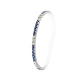 14KT White Gold Alternating 9.32CT-TW Sapphire and Diamond Straight Line Bracelet