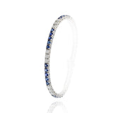 14KT White Gold Alternating 9.32CT-TW Sapphire and Diamond Straight Line Bracelet