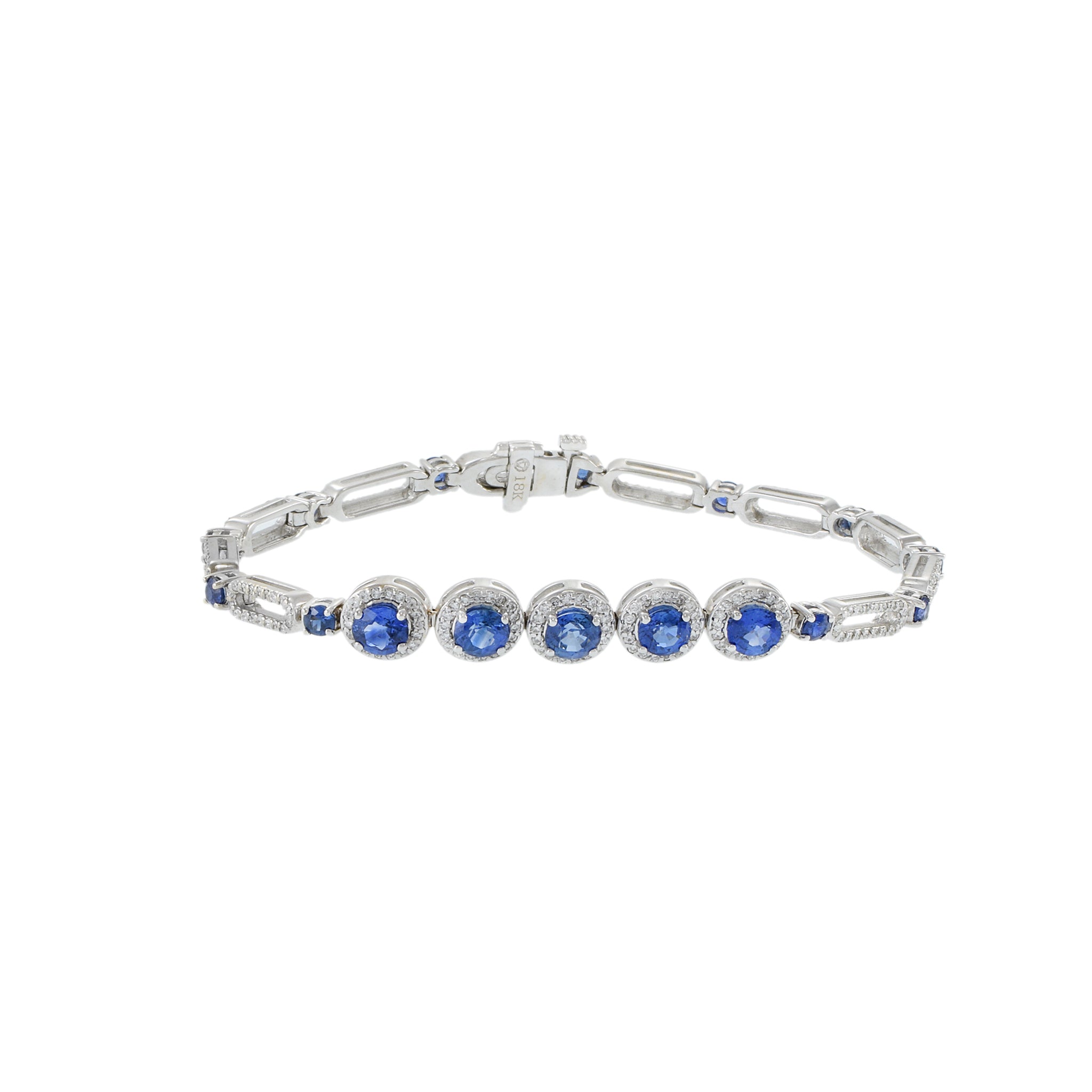 18KT White Gold Ceylon Sapphire And Diamond Bracelet