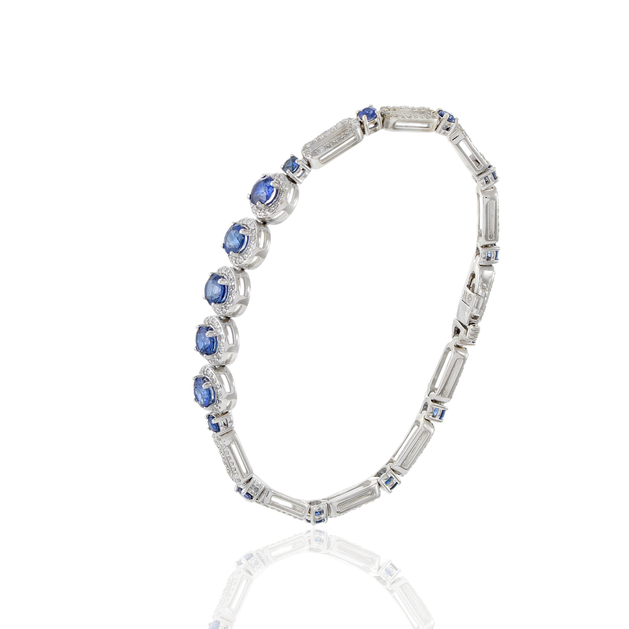 18KT White Gold Ceylon Sapphire And Diamond Bracelet