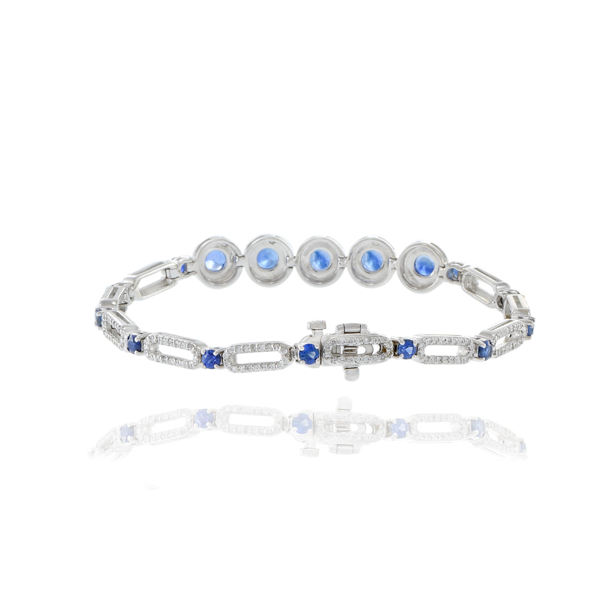 18KT White Gold Ceylon Sapphire And Diamond Bracelet