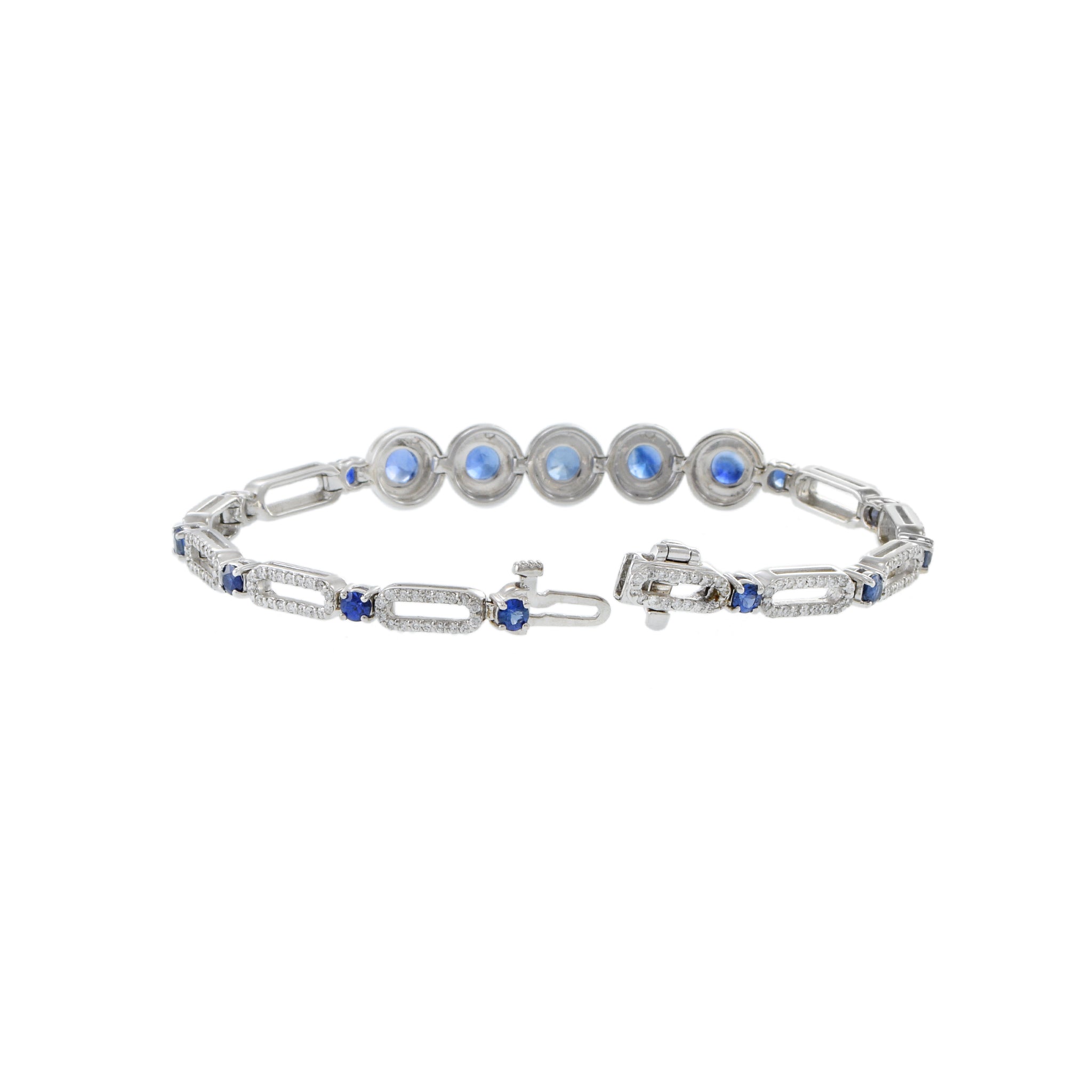 18KT White Gold Ceylon Sapphire And Diamond Bracelet