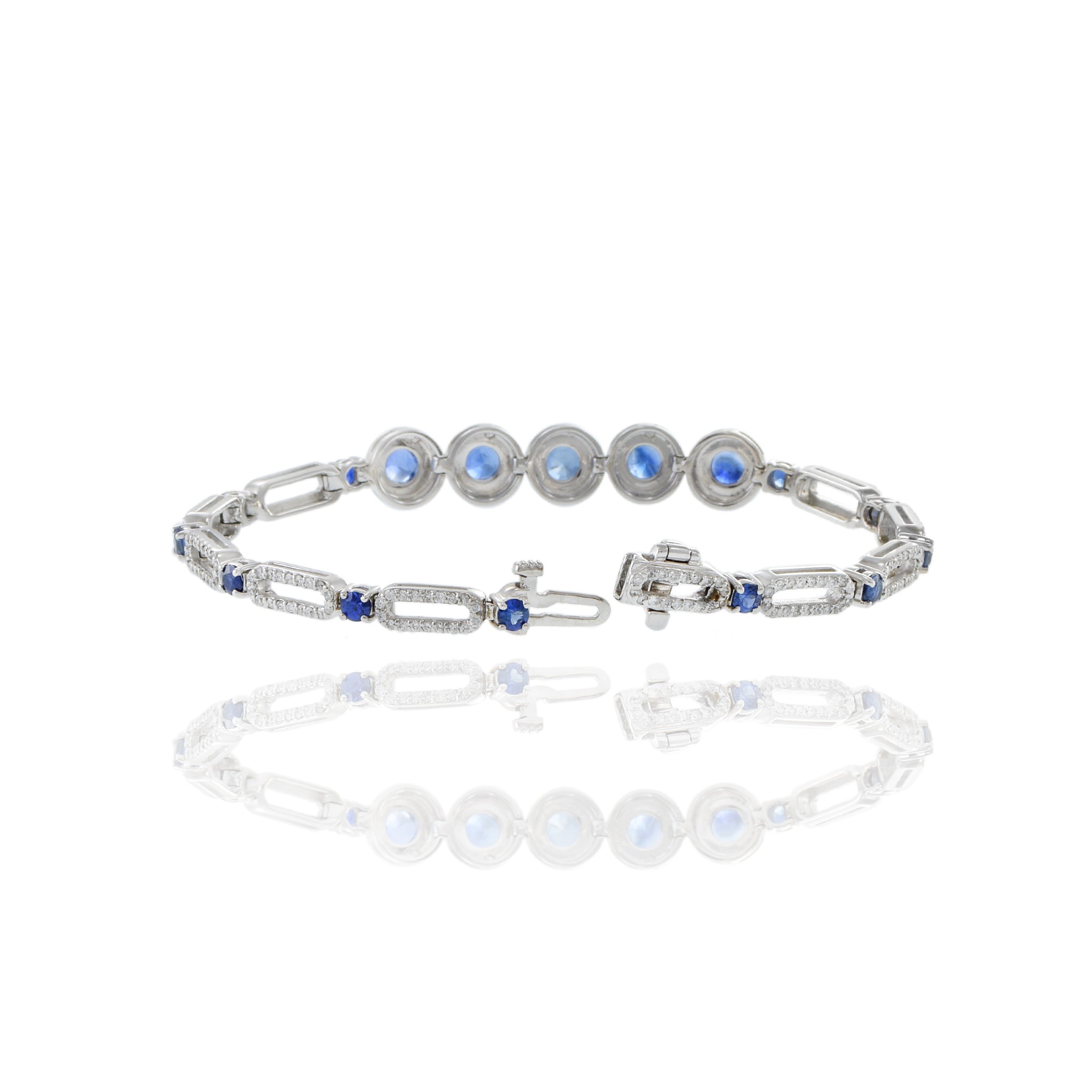 18KT White Gold Ceylon Sapphire And Diamond Bracelet