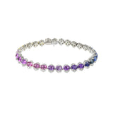 18KT White Gold Multi Color Sapphire and Diamond Bracelet