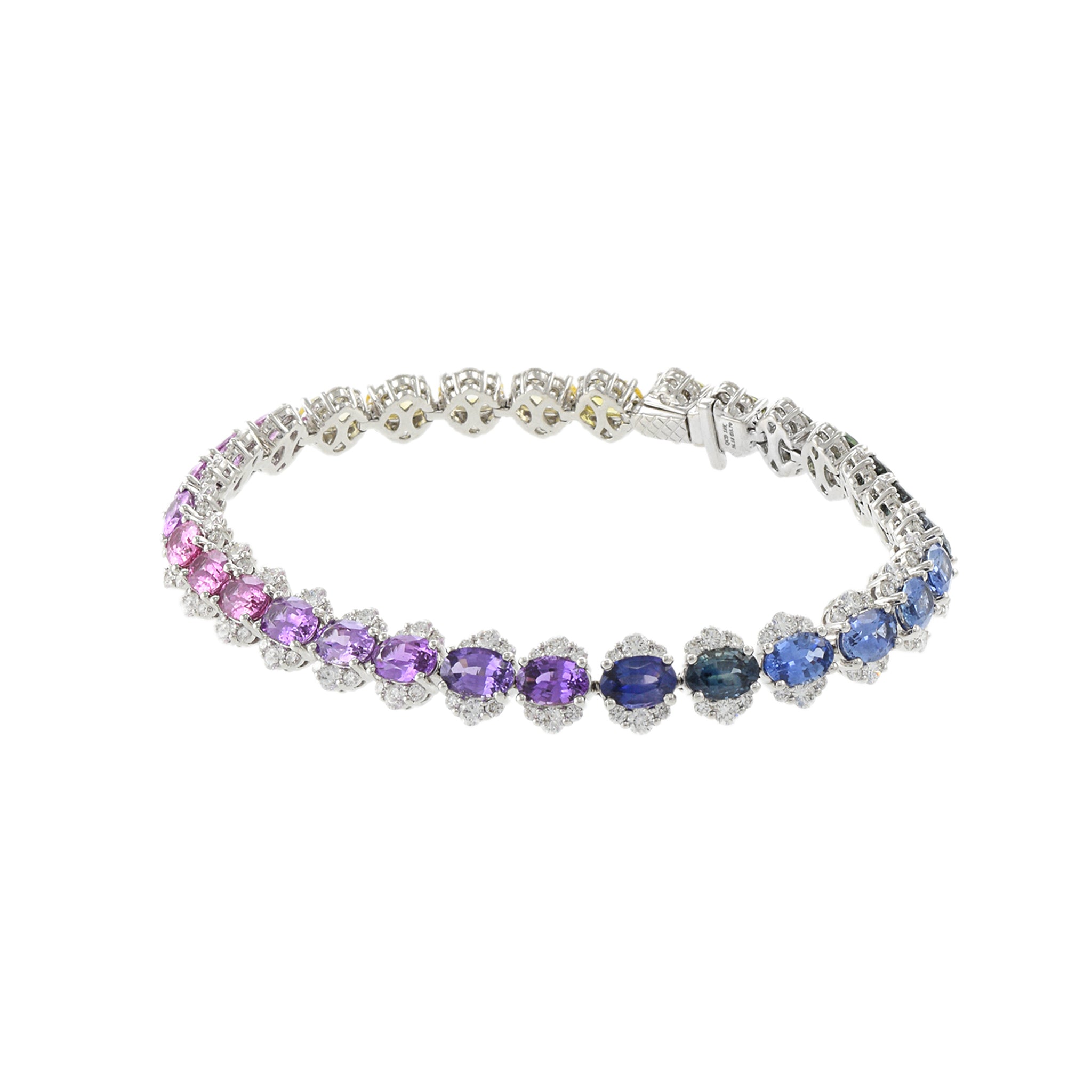 18KT White Gold Multi Color Sapphire and Diamond Bracelet