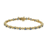 14KT Yellow Gold Vintage Sapphire and Diamond Tennis Bracelet
