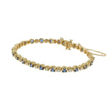 14KT Yellow Gold Vintage Sapphire and Diamond Tennis Bracelet