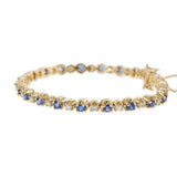 14KT Yellow Gold Vintage Sapphire and Diamond Tennis Bracelet