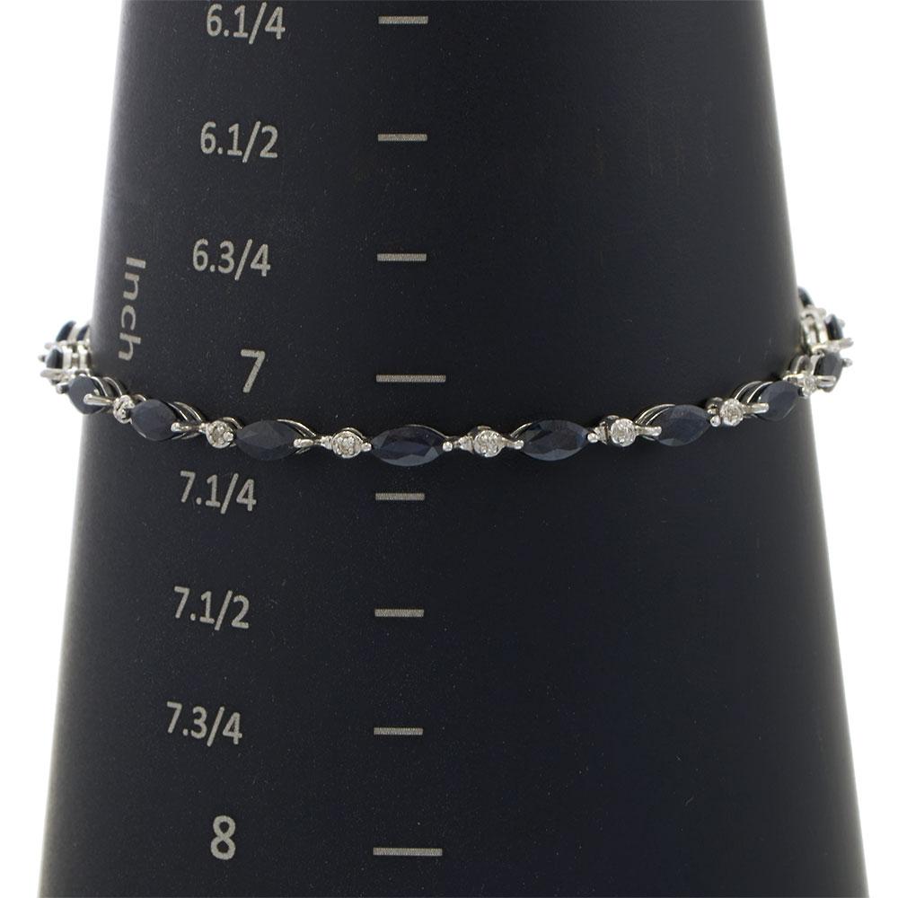 Vintage 1970s 14KT White Gold Blue Sapphire and Diamond Bracelet
