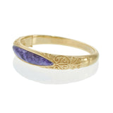 Vintage Yellow Gold Bangle with Scroll Design and Charoite Stone