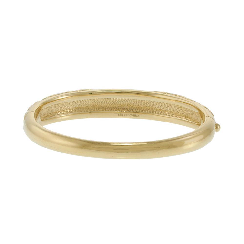 Vintage Yellow Gold Bangle with Scroll Design and Charoite Stone