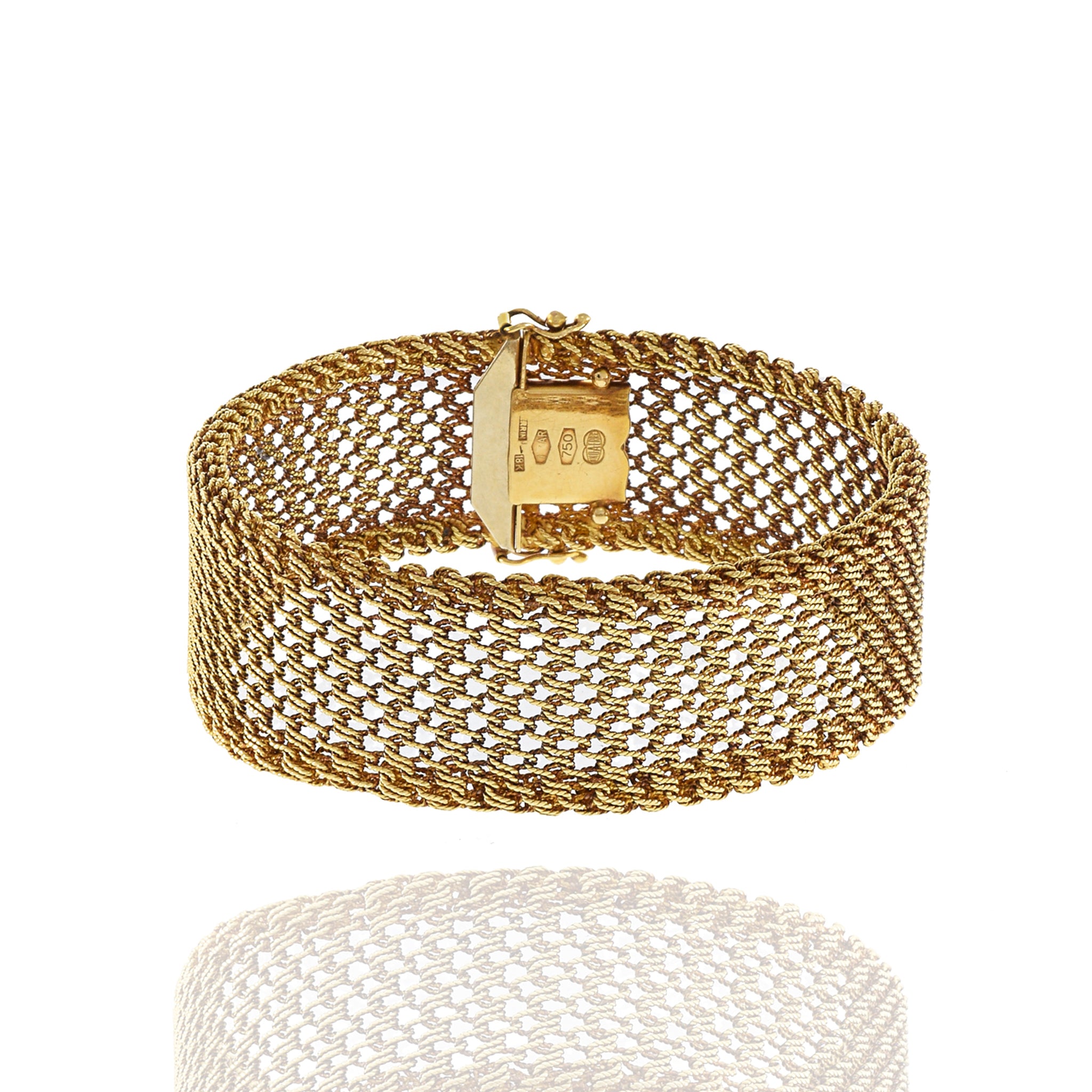 Vintage 1970's 18KT Yellow Gold Mesh Bracelet