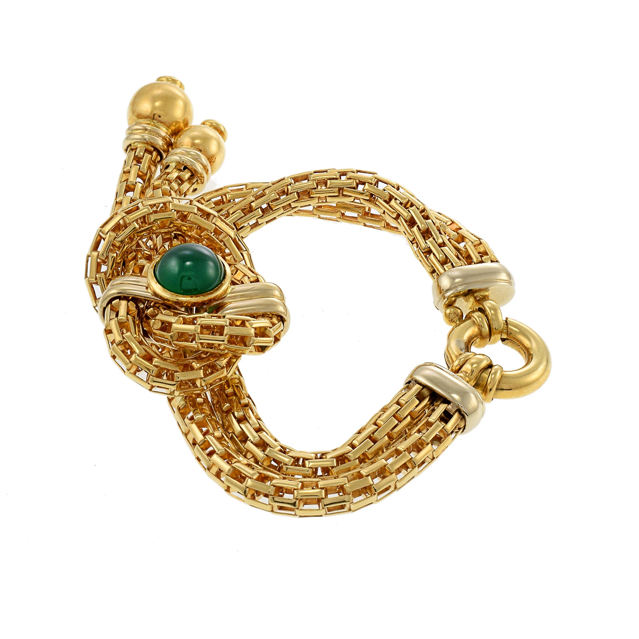 Vintage 1960s 18KT Yellow Gold Mesh Tassel Bracelet