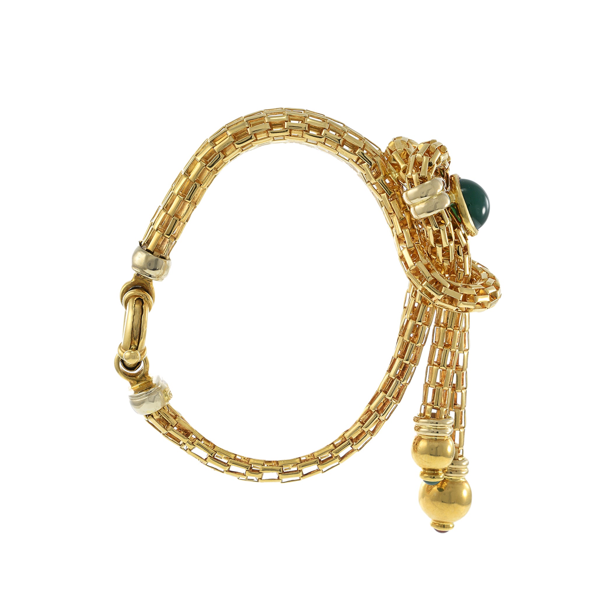 Vintage 1960s 18KT Yellow Gold Mesh Tassel Bracelet