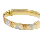 14KT Tri-Color Diamond Cut Geometric Shapes Bangle