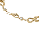 14KT Two-Tone Gold Curb Link Bracelet with Diamond-Cut Bead Clasp