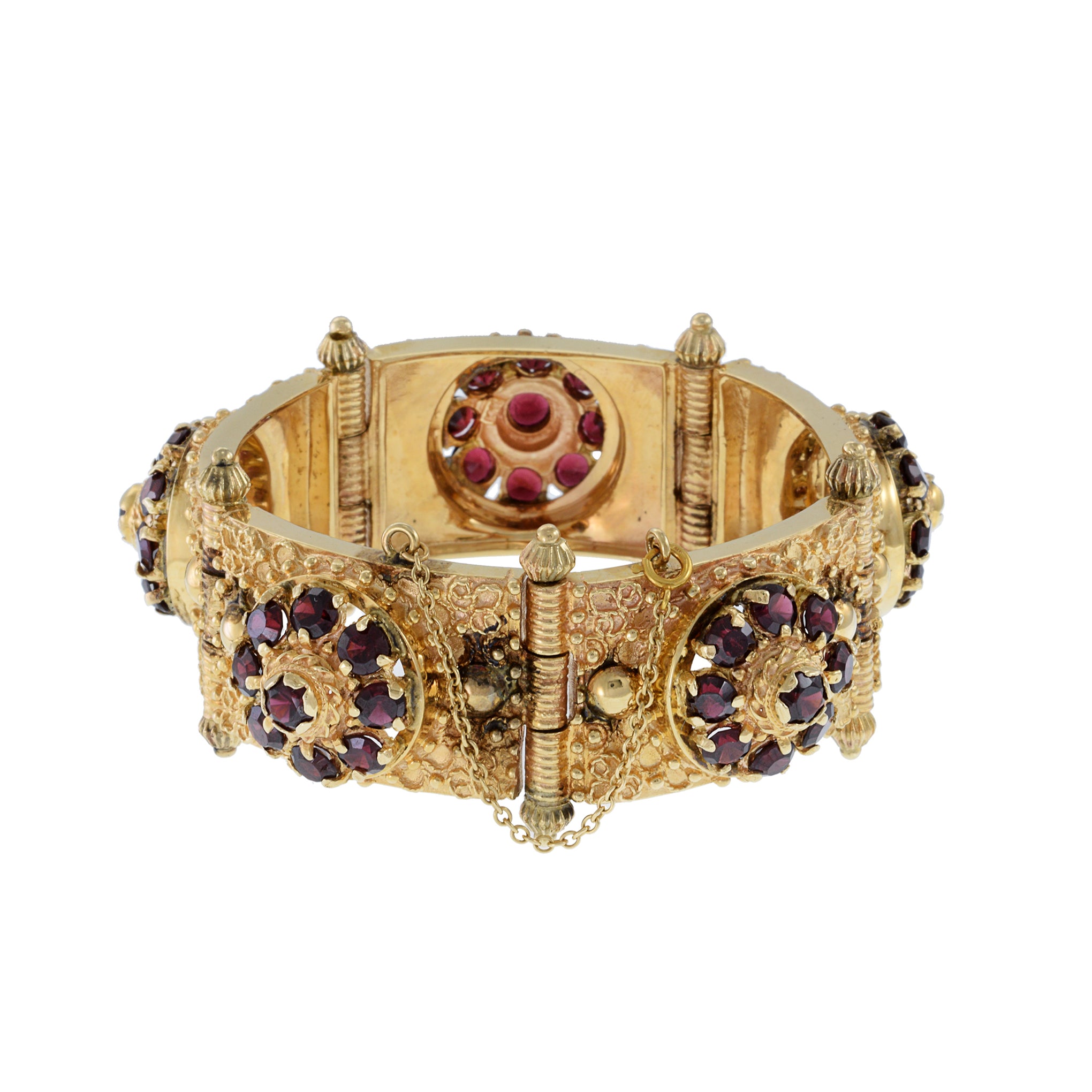 Victorian 14KT Yellow Gold Garnet Bracelet