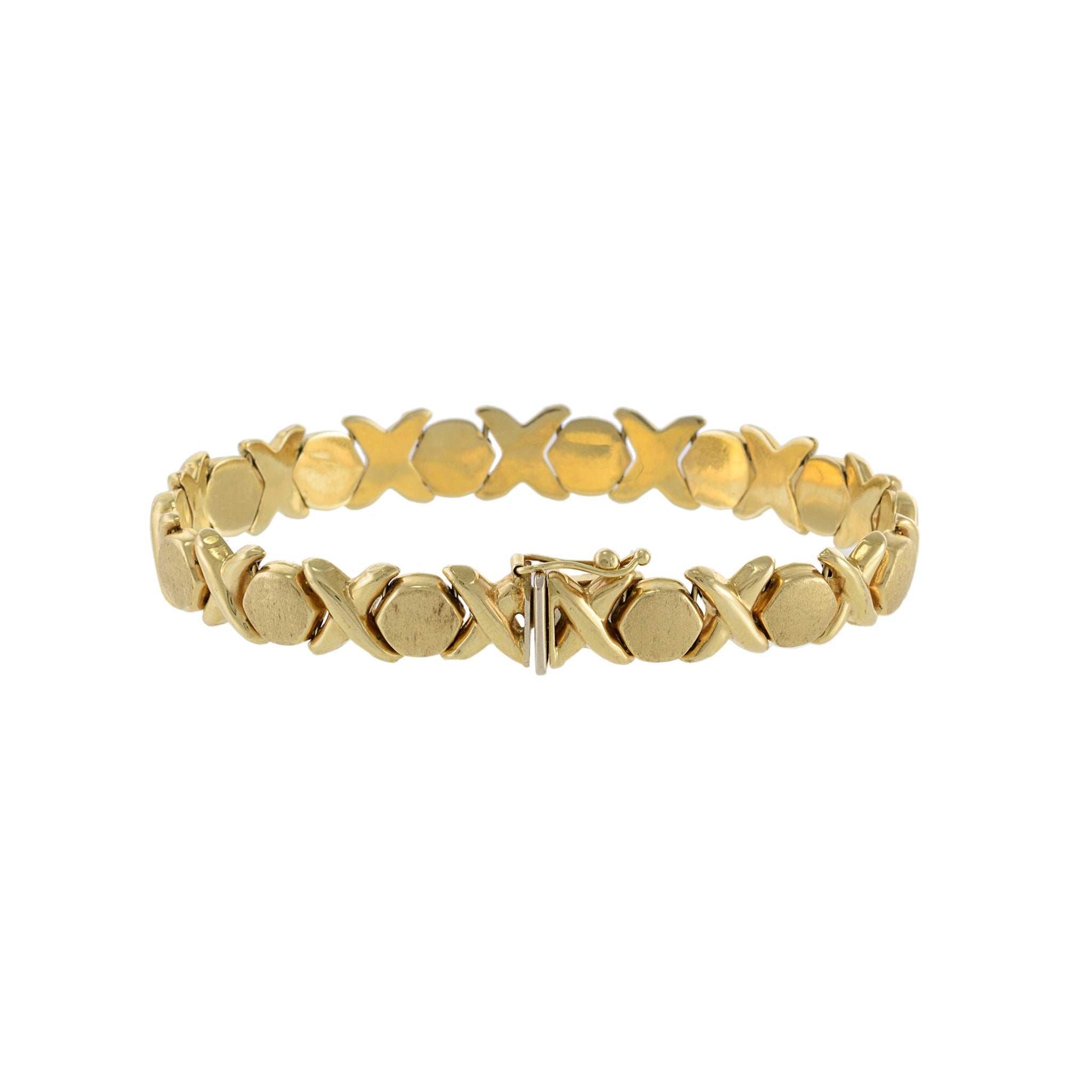 Vintage 14KT Yellow Gold Italian Made XO Link Bracelet