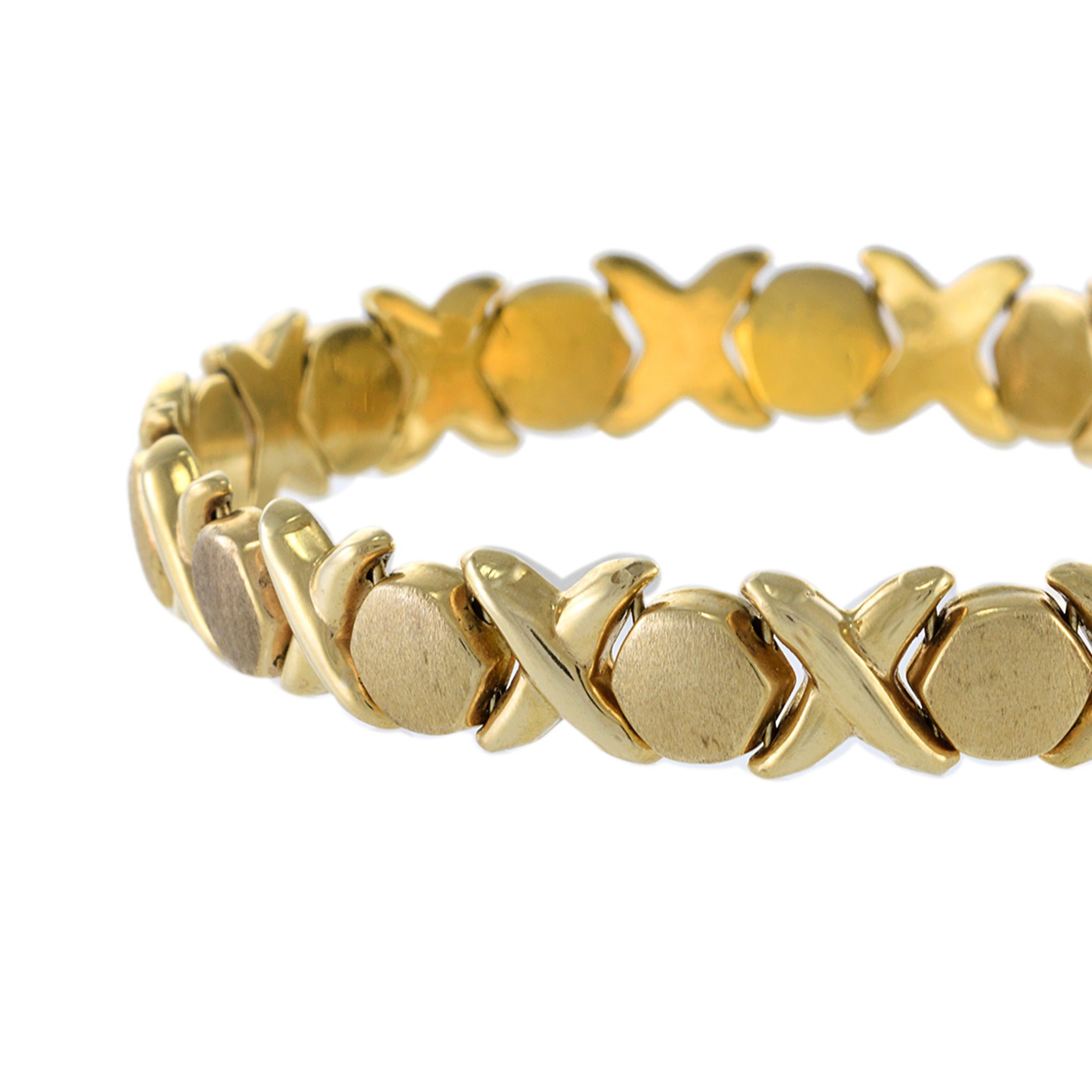 Vintage 14KT Yellow Gold Italian Made XO Link Bracelet