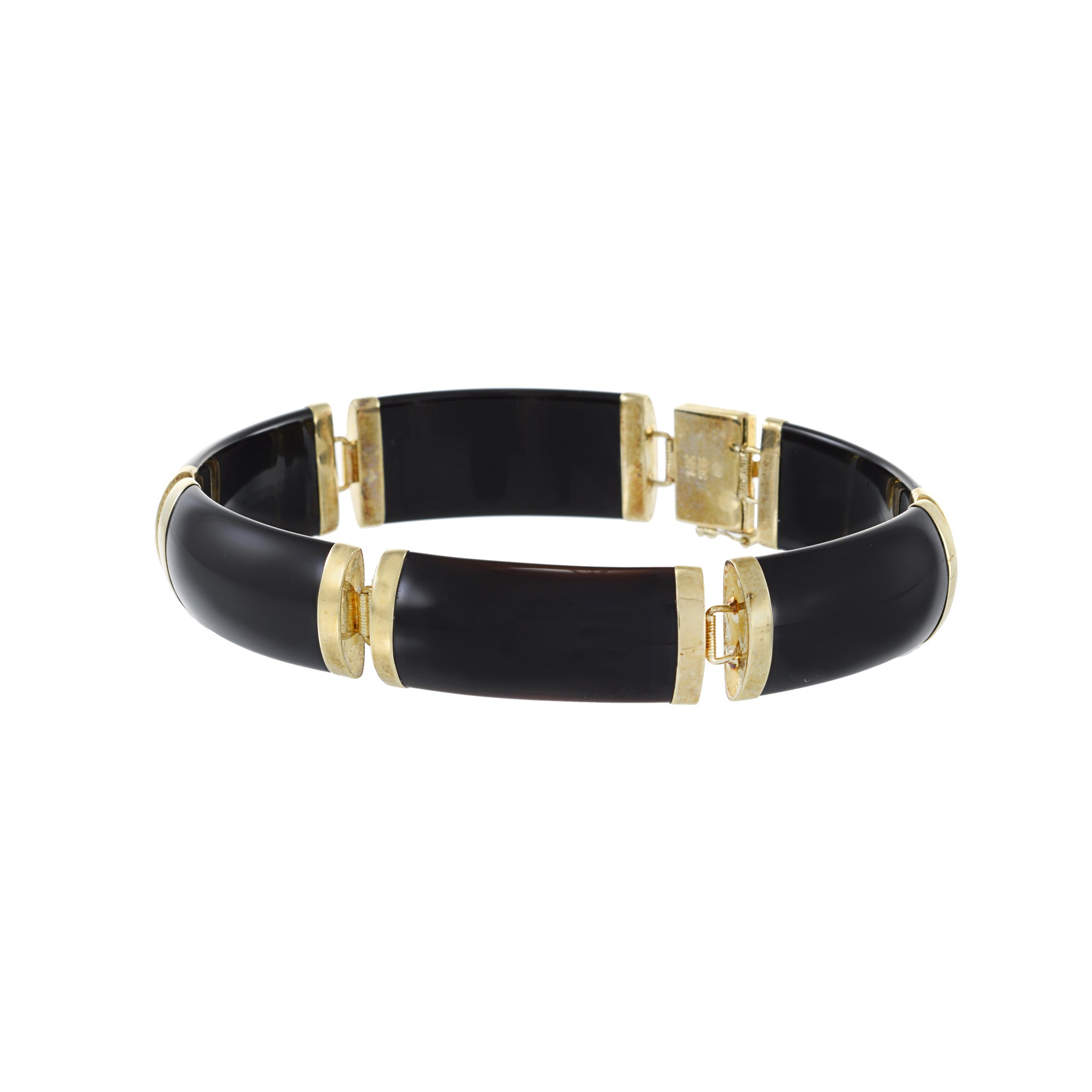 Estate Retro Era 14KT Yellow Gold Black Onyx Bracelet