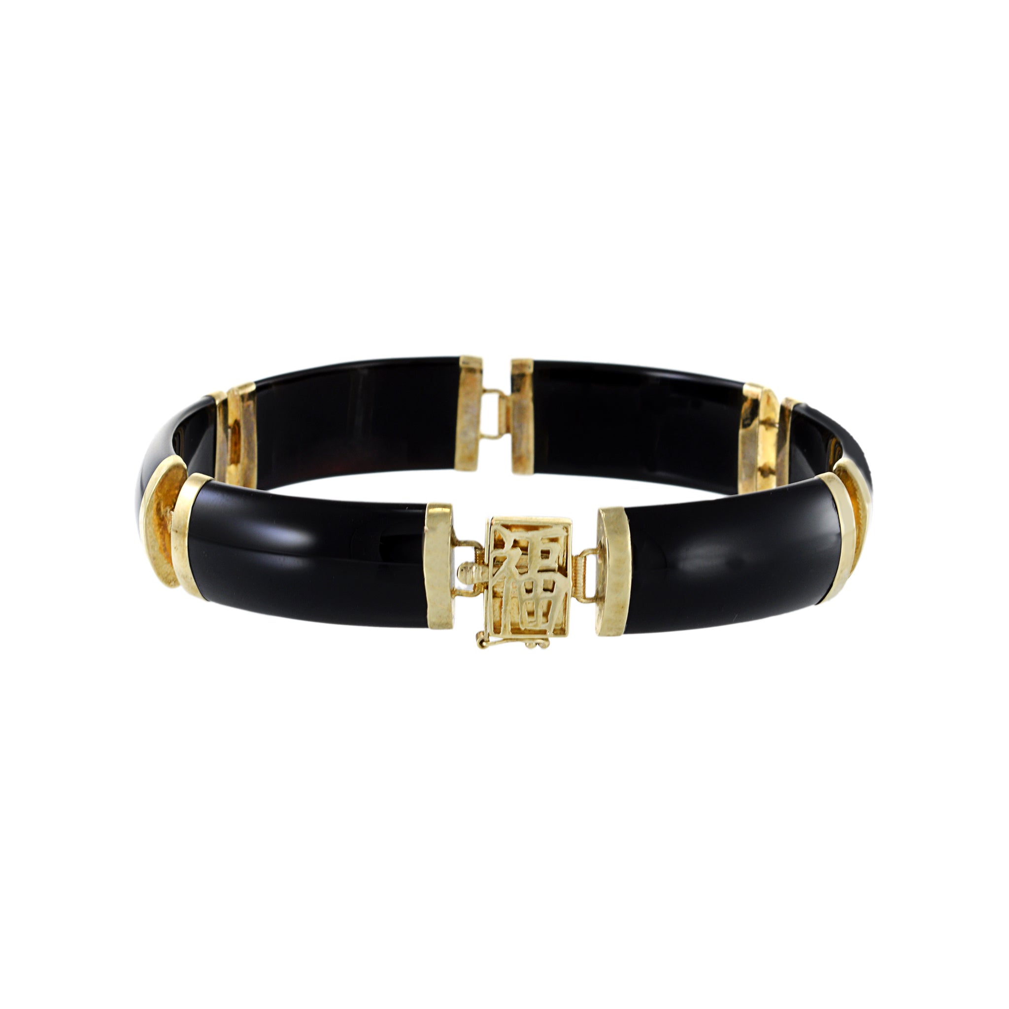 Estate Retro Era 14KT Yellow Gold Black Onyx Bracelet