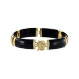 Estate Retro Era 14KT Yellow Gold Black Onyx Bracelet