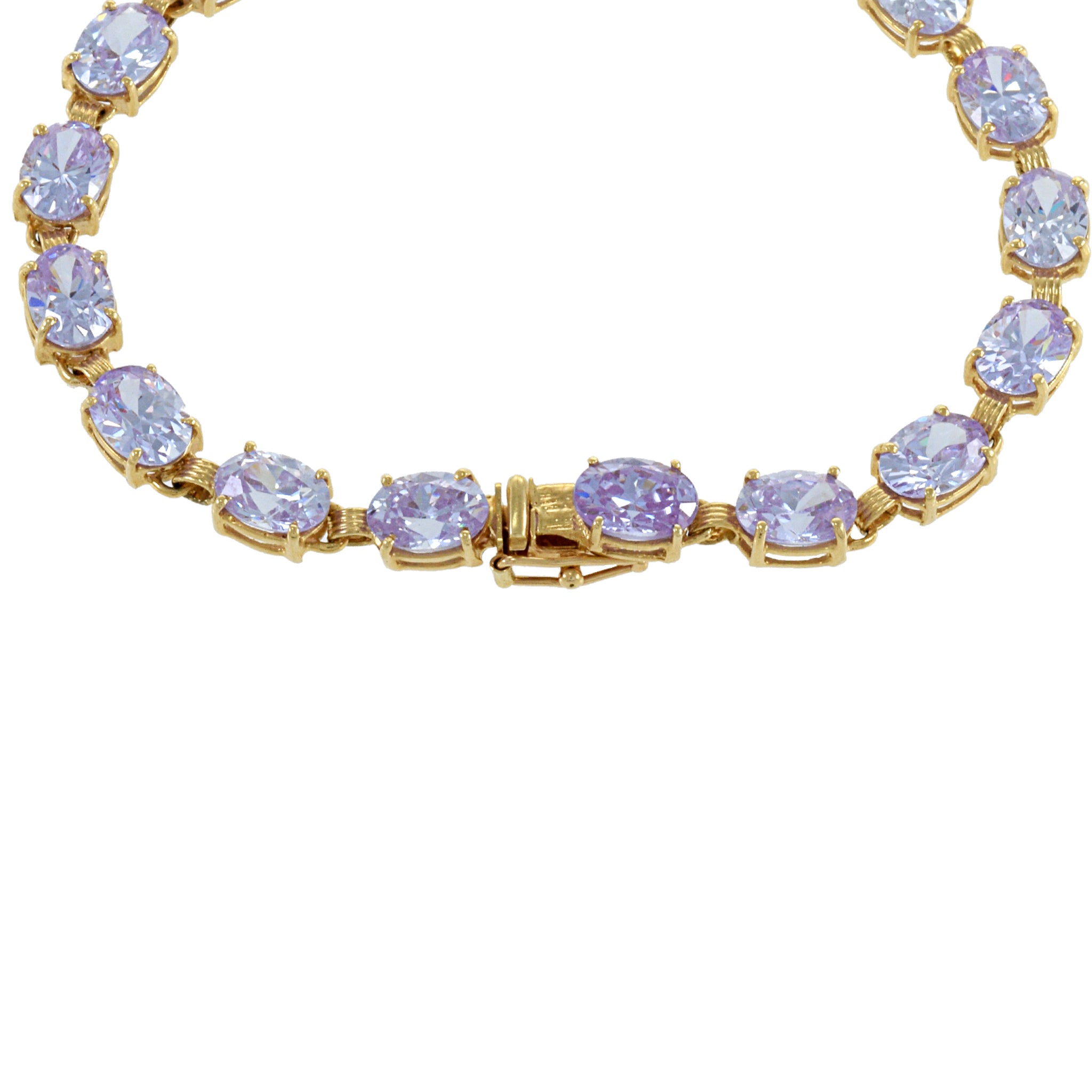 Estate 14KT Yellow Gold Oval Cut Light Purple Cubic Zirconia Bracelet