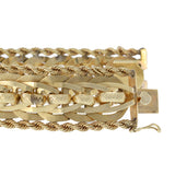 Vintage Retro 14KT Yellow Gold Mesh Loop Bracelet with Rope Sides